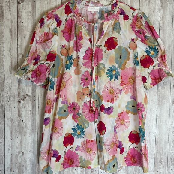 Entro Penny Floral Tie-Neck Blouse XL - Picture 2 of 10